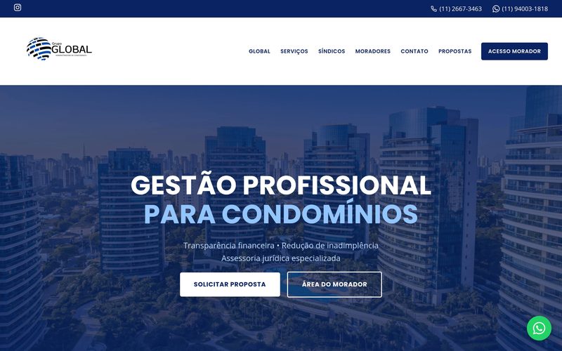 Print do site Global Gestão de Condomínios