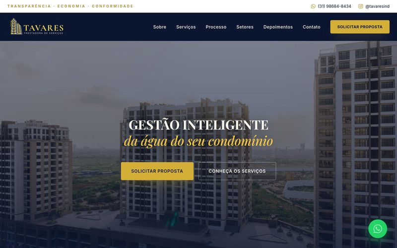 Print do site Tavares Ind